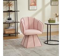 KOMHTOM Chaise de Coiffeuse Pivotante Fauteuil de Chambre Fille Ergonomique avec Poche en Tissu Chenille Rose (Rose Poudré)