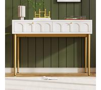 KOMHTOM Commode élégante de couleur blanche, buffet avec deux grands tiroirs, armoires pour salon, couloir et chambre à coucher, 140 x 40 x 84 cm (C)