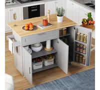 KOMHTOM Desserte Cuisine Meuble de Rangement Cuisine avec 1 tiroir et 3 Portes Placard Cuisine, Meubles de Cuisine avec Plans de Travail Buffet Salle a Manger (Gris)