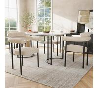 KOMHTOM Ensemble Table et 4 Chaises Salle à Manger, Table Rectangulaire 140x80 cm, Chaises en Velours, Pieds Métal Design, Style Minimaliste Moderne (Beige)