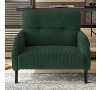 KOMHTOM Fauteuil Simple Places en Velours Côtelé avec Dossier Haut Confortable, 4 Poches et Pieds en Métal - Canapé d'angle Moderne pour Salon, Chambre à Coucher et Bureau (Vert-1)