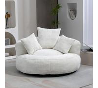 KOMHTOM Gros Pouf Canapé, Pouf Fauteuil Canapé pour Les Paresseux, avec 3 Coussins, sans Installation, Idéal pour Chambre, Salon ou cinéma Maison (Beige)
