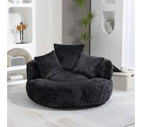 KOMHTOM Gros Pouf Canapé, Pouf Fauteuil Canapé pour Les Paresseux, avec 3 Coussins, sans Installation, Idéal pour Chambre, Salon ou cinéma Maison (Noir)