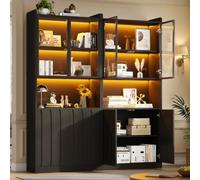 KOMHTOM Lot de 2 vitrines LED 160×35×200 cm avec niches, Noires