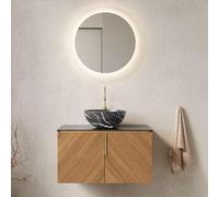 KOMHTOM Meuble de Salle de Bain avec Lavabo -Contreplaqué - 76x50x40cm Armoire de Rangement en Bois (Hors Robinet) (Marron-A)