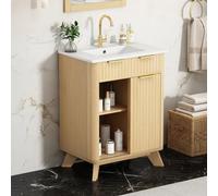 KOMHTOM Meuble sous Vasque 61 cm, Porte coulissante, Vasque céramique