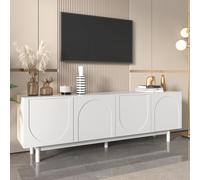 KOMHTOM Meuble TV Blanc avec 4 Portes Meuble télé Meuble de Rangement avec séparateurs réglables, Table Television Salon Meubles de Salon (B)