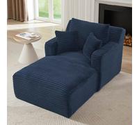 KOMHTOM Petit Canapé 1 Places en Velours Côtelé, Fauteuil Inclinable Moderneavec Coussins Confortables, Conception Ergonomique, 166 x 100 x 82cm (Bleu)