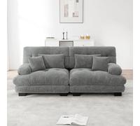 KOMHTOM Petit Canapé 2 Places Chenille avec Coussins Confortables, Accoudoir Courbe et Rembourré - Canapé Modulable Moderne (Gris)