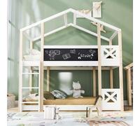 KOMHTOM Superposé Lit Cabane avec Échelle Lit Surélevé avec Clôture de Sécurité, Cadre de lit, Sommier à Lattes en Bois(sans Matelas, 90x200CM)(B)