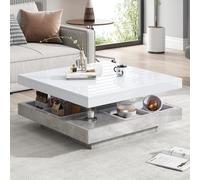 KOMHTOM Table Basse carrée avec Rotation à 360 degrés, Meuble de Salon Petite Table avec Rangement (A)