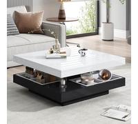 KOMHTOM Table Basse carrée avec Rotation à 360 degrés, Meuble de Salon Petite Table avec Rangement (B)