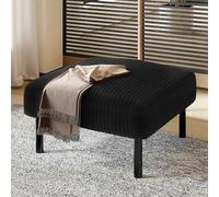 KOMHTOM Tabouret 51 x 56 x 39cm, Pouf Salon, Repose Pied Salon Canape, Table D'appoint avec Pieds Métalliques Robustes, Coussin D'assise Confortable (Noir - Repose-Pieds)