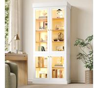 KOMHTOM Vitrine en Verre LED 80/160 x 40 x 180 cm, Rangement Vertical
