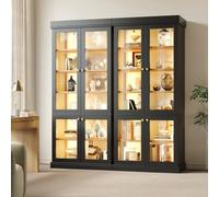 KOMHTOM Vitrine en Verre LED 80/160 x 40 x 180 cm, Rangement Vertical