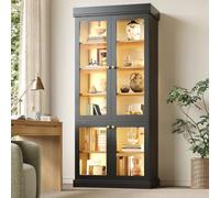 KOMHTOM Vitrine en Verre LED 80/160 x 40 x 180 cm, Rangement Vertical