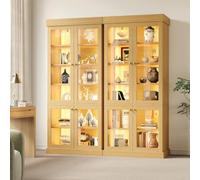 KOMHTOM Vitrine en Verre LED 80/160 x 40 x 180 cm, Rangement Vertical