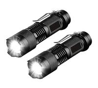 KOMI Lot de 2 petites lampes de poche LED super lumineuses 350 lumens avec 3 modes de mise au point réglable pour randonnée, camping, conduite de nuit
