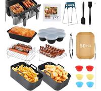 Komicea 18 Pièces Accessoires Air Fryer pour Ninja AF400EU AF300EU 7,6L-9,5L, Air Fryer Accessoires- Moule Silicone, Grille Racks etc
