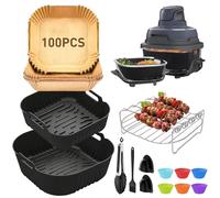 Komicea Air Fryer Accessoires pour Ninja Crispi 3,8L, 13 Pcs Avec Friteuse À Air Moule en Silicone, Grille Racks, Papier Cuisson Air Fryer, Moule Cake etc, pour Airfryer Crispy FN101