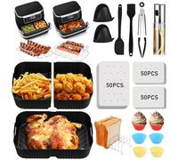 Komicea Moule Air Fryer, 20 Pièces Accessoires Air Fryer pour Ninja Foodi Flex 10.4 L AF500EU, Silicone Air Fryer Accessoires (1x10,4L + 2x5,2L) pour Ninja Air Fryer