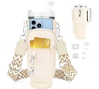 Komicea Sac de Transport pour Stanley Cup 40oz, Porte-Bouteille d'eau avec Bandoulière Réglable et poche Téléphone, Couverture pour paille Stanley Cup, pour Accessoires Stanley Cup (Blanc Laiteux)