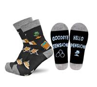KoMico Chaussettes de retraite amusantes - Cadeau fantaisie unisexe pour la retraite, cadeaux humoristiques pour hommes et femmes, idées cadeaux de retraite heureuse, Noir/gris, Taille unique