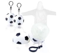 KoMico Poncho de pluie jetable d'urgence pour adulte imperméable, poncho coloré en plastique coloré emballé dans une boule porte-clés avec crochet, 3 pièces blanches., taille unique