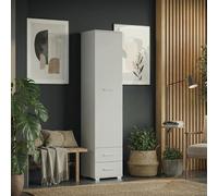 Komodee Armoire Fauske Blanc 40x180x36 cm | Garde-robe FAUSKE - 2 Tiroirs - Blanc - Largeur 40 cm, Hauteur 180 cm, Profondeur 36 cm