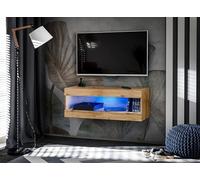 Komodee, Armoire TV, Tivoli TV Suspendue, Wotan/Wotan, Largeur 100cm x Hauteur 36cm x Profondeur 35cm, LED Bleu, pour Salon, Chambre à Coucher