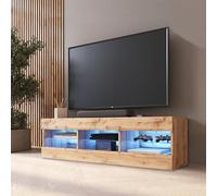 Komodee Banc TV Tivoli, Wotan Wotan, Largeur 140 cm x Hauteur 40,5 cm x Profondeur 35,5 cm, LED Bleues, pour Salon, Chambre