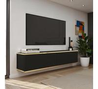 Komodee Banff TV135 MDF - Meuble TV, Noir Mat/chêne Artisan, Largeur 135 cm, Hauteur 30 cm, Profondeur 32 cm