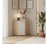 Komodee Buffet FAUSKE - Spacieuse - d'angle - Chêne Sonoma - Blanc - Largeur 58 cm, Hauteur 74 cm, Profondeur 58 cm