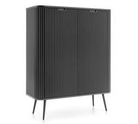 Komodee Buffet Morden K103 - Noir - Façades rainurées - Largeur 103 cm, Hauteur 129 cm, Profondeur 39 cm