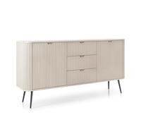 Komodee Buffet Morden KSZ168 - Cachemire - Fronts rainurés - 3 tiroirs - Largeur 168 cm, Hauteur 87 cm, Profondeur 39 cm