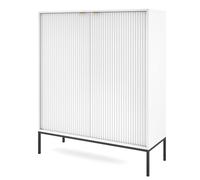 Komodee Buffet NANAIMO K104 - Blanche - Poignées dorées - Largeur 104 cm, Hauteur 125 cm, Profondeur 39 cm