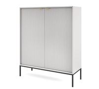 Komodee Buffet NANAIMO K104 - Grise - Poignées dorées - Largeur 104 cm, Hauteur 125 cm, Profondeur 39 cm