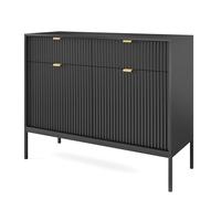 Komodee Buffet NANAIMO KSZ104 - Noire - Poignées Dorées - 2 Tiroirs - Largeur 104 cm, Hauteur 83 cm, Profondeur 39 cm