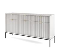 Komodee Buffet NANAIMO KSZ154 - Grise - Poignées dorées - 3 tiroirs - Largeur 154 cm, Hauteur 83 cm, Profondeur 39 cm