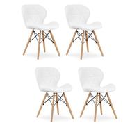 Komodee Chaise AMATRICE Blanche rembourrée en éco-Cuir avec des Pieds en Bois, Dimensions 48x74x53 cm, pour Le Salon, Le Bureau, la Salle à Manger, Ensemble de 4 pièces, Charge jusqu'à 110 kg