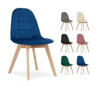 Komodee Chaise Borgia Bleu Marine Velours Pieds en hêtre pour Salon, Cuisine, Chambre, Salle à Manger, Dimensions 45x82x54 cm, capacité de Charge 110 kg