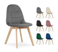 Komodee Chaise Borgia Velours Gris foncé Pieds en Bois pour Salon, Cuisine, Chambre, Salle à Manger, Charge maximale 110 kg, Dimensions 45x82x54 cm