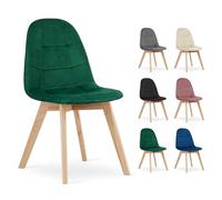 Komodee Chaise Borgia Vert foncé Velours Pieds en Bois pour Salon, Cuisine, Chambre et Salle à Manger, Dimensions 45x82x54 cm, capacité de Charge jusqu'à 110 kg
