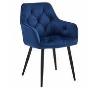 KOMODEE Chaise ISCA - velours bleu marine / pieds noirs x 1 56x84x62 cm