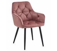 KOMODEE Chaise ISCA - velours rose / pieds noirs x 1 56x84x62 cm