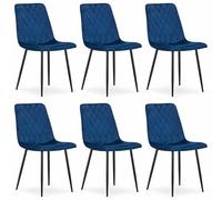 Komodee Chaise Nico Bleu Marine Velours rembourrée avec accoudoirs, Pieds en métal pour Salon, Salle à Manger, Chambre, Ensemble de 6 pièces, Charge jusqu'à 110 kg