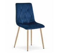 KOMODEE Chaise OLBIA - velours bleu marine / couleur bois pieds x 1 44x89x40 cm