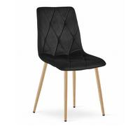 KOMODEE Chaise OLBIA - velours noir / couleur bois pieds x 1 44x89x40 cm