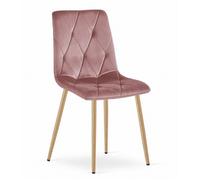 KOMODEE Chaise OLBIA - velours rose / couleur bois pieds x 1 44x89x40 cm