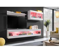 Komodee, Ensemble, Buffet, Tivoli SET6, Blanc/Blanc, Largeur 200cm x Hauteur 195cm x Profondeur 35cm, LED RGB, pour Salon, Chambre
